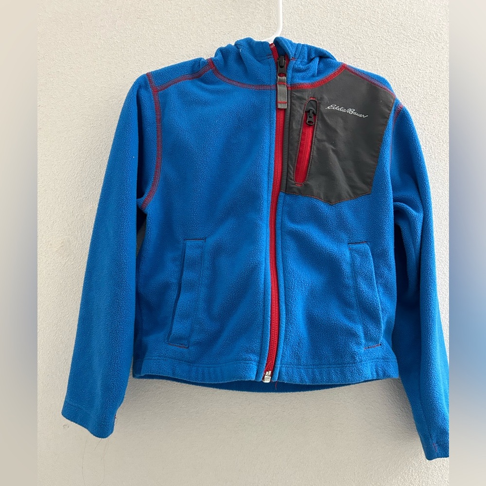 Eddie Bauer Blue Fleece Jacket with Red Trim size XXS 3/4